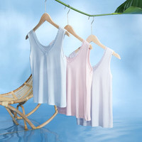 Schiesser舒雅女士背心50S莫代尔罗纹蕾丝女吊带背心E0/21133V 浅蓝7802 M