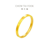 CHOW TAI FOOK 周大福 四叶草素圈黄金戒指女(工费160)13号 约1.25g EOF1296