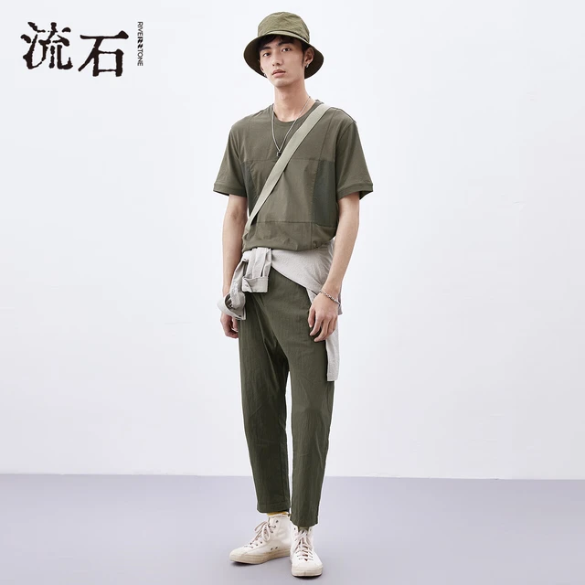  RIVERSTONE/瑞弗史东 撞色拼接设计 男士T恤