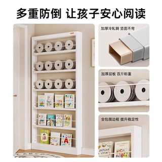 阿格贝贝超薄置物架门后书架儿童绘本架收纳架不占地方的书架钢制 门后书架【2.0米高*1.0米宽】 10厘米厚
