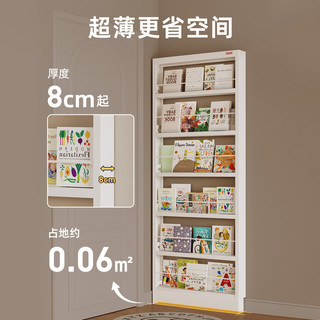 阿格贝贝超薄置物架门后书架儿童绘本架收纳架不占地方的书架钢制 门后书架【2.0米高*1.0米宽】 10厘米厚