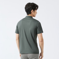 柒牌(SEVEN)【亚麻】短袖Polo衫男夏季薄款舒适百搭立领上衣1 深绿 S