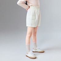 笛莎（DEESHA）童装儿童女童短裤2025夏季中大童休闲舒适速干工装短裤 米白 150