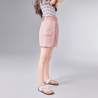 笛莎（DEESHA）童装儿童女童短裤2025夏季中大童休闲舒适速干工装短裤 烟粉 110