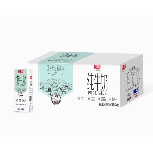 补贴购、88VIP：光明 纯牛奶 200ml*24