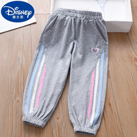 迪士尼女童裤子春秋季休闲裤外穿宝宝卫裤纯棉女孩裤子儿童洋气运动长裤 灰色 140适合身高130-140cm年龄8-9岁