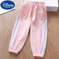 迪士尼女童裤子春秋季休闲裤外穿宝宝卫裤纯棉女孩裤子儿童洋气运动长裤 粉红色 140适合身高130-140cm年龄8-9岁