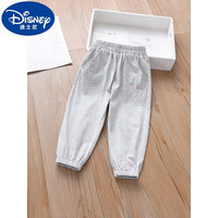 迪士尼女童裤子春秋季休闲裤外穿宝宝卫裤纯棉女孩裤子儿童洋气运动长裤 浅灰色 J8998 130适合身高120-130cm年龄7-8岁