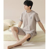 莫代尔男士睡衣夏季纯棉休闲简约短袖短裤家居服夏天薄款大码套装 HMT-72101【红灰】 XL