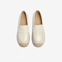 百思图2025春季复古草渔夫鞋一脚蹬平底浅口女单鞋A0239AA5 米色 34