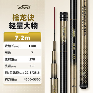 客友钓具擒龙诀轻量大物竿鲢鳙杆7.2鱼竿手竿超轻超硬钓鱼竿台钓竿巨物竿 7.2m 【擒龙诀 轻量大物】