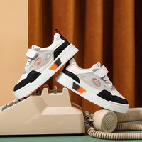 Kappa Kids卡帕儿童鞋男童运动板鞋女童鞋小白鞋春季休闲鞋子 米白黑 27