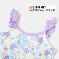 【纯棉透气碎花飞袖吊带裙】女童夏季轻薄舒适连衣裙女童连衣裙