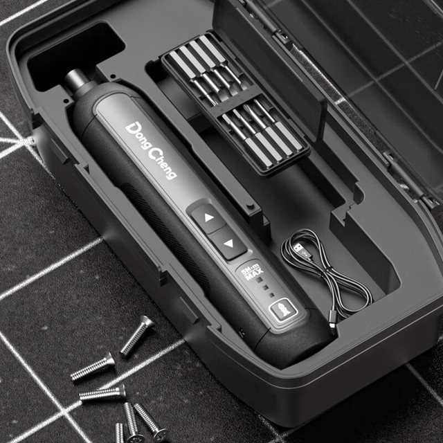 东成 电动螺丝刀家用直柄起子机小型电动工具锂电改锥批头套装DPL4V-5E