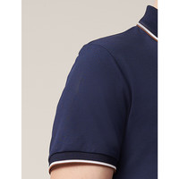 七匹狼短袖T恤男商务休闲透气舒适纯色翻领短袖衫男装 101(藏青) L 170/88A