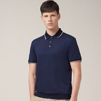 七匹狼短袖T恤男商务休闲透气舒适纯色翻领短袖衫男装 101(藏青) M 165/84A