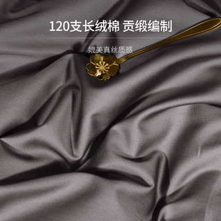 La Torretta120支长绒棉四件套纯棉 四季高档床上全棉被套床单 灰1.8/1.5米床 御绣-高级灰【高奢120支礼盒装】