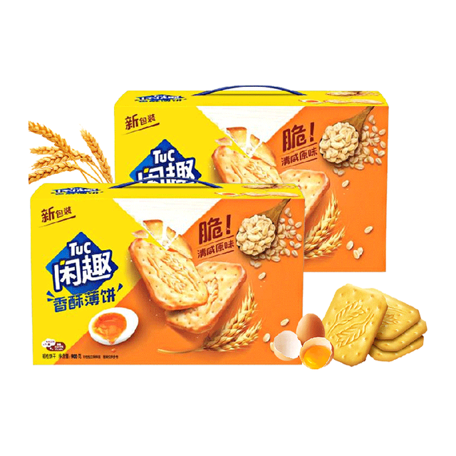 闲趣 清咸薄脆饼干 自然清咸原味 900g 礼盒装