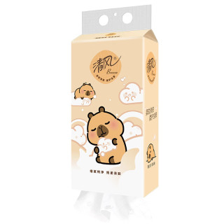 移动专享、移动端：清风 X 卡皮巴拉 亲肤系列 悬挂式抽纸 1提