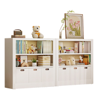 阿格贝贝矮书柜钢制带玻璃门落地家用客厅卧室展示收纳储物柜子防尘书架 白三层0.9M高0.8M宽 无门书柜