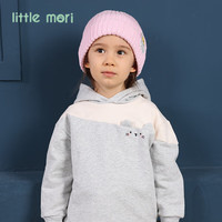 little mori小森林童装卫衣女童春秋款女宝宝运动休闲连帽卫衣 浅灰色 100 cm/3岁