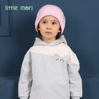 little mori小森林童装卫衣女童春秋款女宝宝运动休闲连帽卫衣 浅灰色 100 cm/3岁
