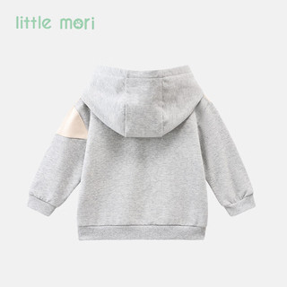 little mori小森林童装卫衣女童春秋款女宝宝运动休闲连帽卫衣 浅灰色 100 cm/3岁