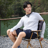 雅鹿防晒衣夏季冰丝男户外钓鱼骑行防紫外线大码宽松透气 浅灰