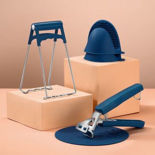 夕纪硅胶取盘器碟夹取碗夹家用提盘夹子三件套不锈钢防烫夹 防烫三件套