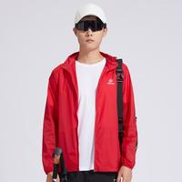 夏季男士连帽皮肤衣透气轻便超薄户外轻便上衣拉链外套