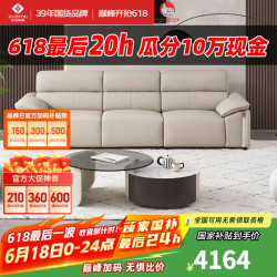 左右家私 DZY6050 真皮沙发 3.48m大四人位 奶茶色