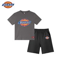 Dickies儿童夏季外穿纯棉运动短裤两件套ins简约宽松休闲短袖套装