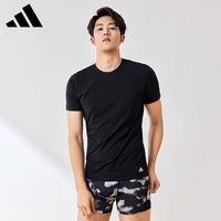 adidas阿迪达斯家居短袖男女同款宽松纯棉针织透气上衣夏季基础打底汗衫t恤2件装