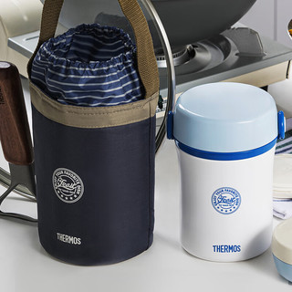 膳魔师（THERMOS）饭盒便当盒304钢3层1L大容量男女士保温桶提锅TCBC-801-NBL  1L*海洋蓝