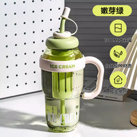 飞达三和水杯大容量水壶吸管直饮杯塑料耐高温水壶太空杯成人运动水杯便携 嫩芽绿冰霸杯1300L