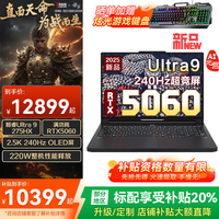 联想 Lenovo 拯救者Y9000P 2025补贴20% AI元启 电竞游戏本笔记本电脑ES11B RTX5060/Ultra9/240Hz屏/黑 32G 1T 标配 |20%