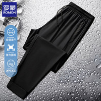 罗蒙 冰丝休闲裤 薄款宽松直筒 黑色 (束脚款)