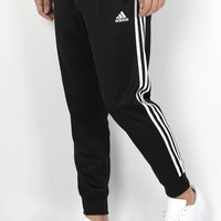 adidas阿迪达斯运动裤男秋季防风休闲卫裤健身跑步运动裤 黑白收腿裤 黑白  L