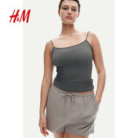 H&M 松紧腰直筒宽松 女士休闲裤