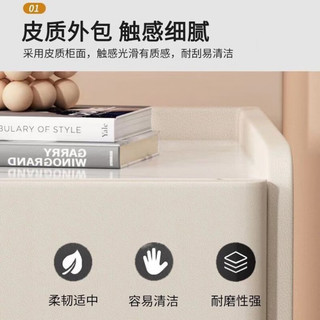 圣多堡2024全实木床头柜卧室家用现代简约皮质岩板床头储物柜北欧风 深灰色 50长40宽50高