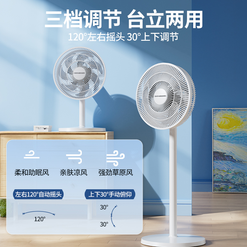 本博电风扇落地扇静音家用立式大风力小型台式强力摇头扇2025