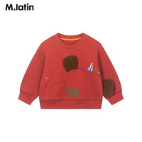 马·拉丁（M.Latin）/童装儿童卫衣23冬装男童女童小童小熊印花圆领卫衣 大红 130cm