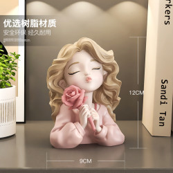 映森  可爱捧花女孩摆件