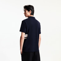 杰克·琼斯（JACK&JONES）春季翻领领口时尚潮流条纹拼色字母贴布款POLO衫男装225106013 E38深兰色-1 常规 L