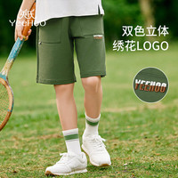 英氏（YEEHOO）男童裤子儿童短裤夏季薄款莱卡高弹运动裤中大童装洋气夏装1 百搭针织-军绿 160