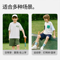 英氏（YEEHOO）男童裤子儿童短裤夏季薄款莱卡高弹运动裤中大童装洋气夏装2 百搭针织-军绿 160