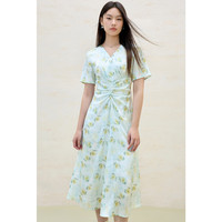 独束大码女装油画感雏菊连衣裙2025夏季优雅大气高腰碎花裙子 雏菊花 L (尺码:2)
