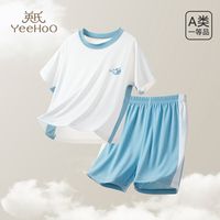 YeeHoO英氏儿童家居服套装男童女童空调服锦纶夏季薄款冰丝短袖短裤睡衣