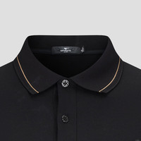 七匹狼短袖T恤夏季男翻领休闲衫亲肤舒适通勤百搭透气T恤衫 001(黑色) M 165/84A