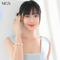 曼古银 MGS 麦穗925银镀18K金珍珠项链 5cm M0523074160